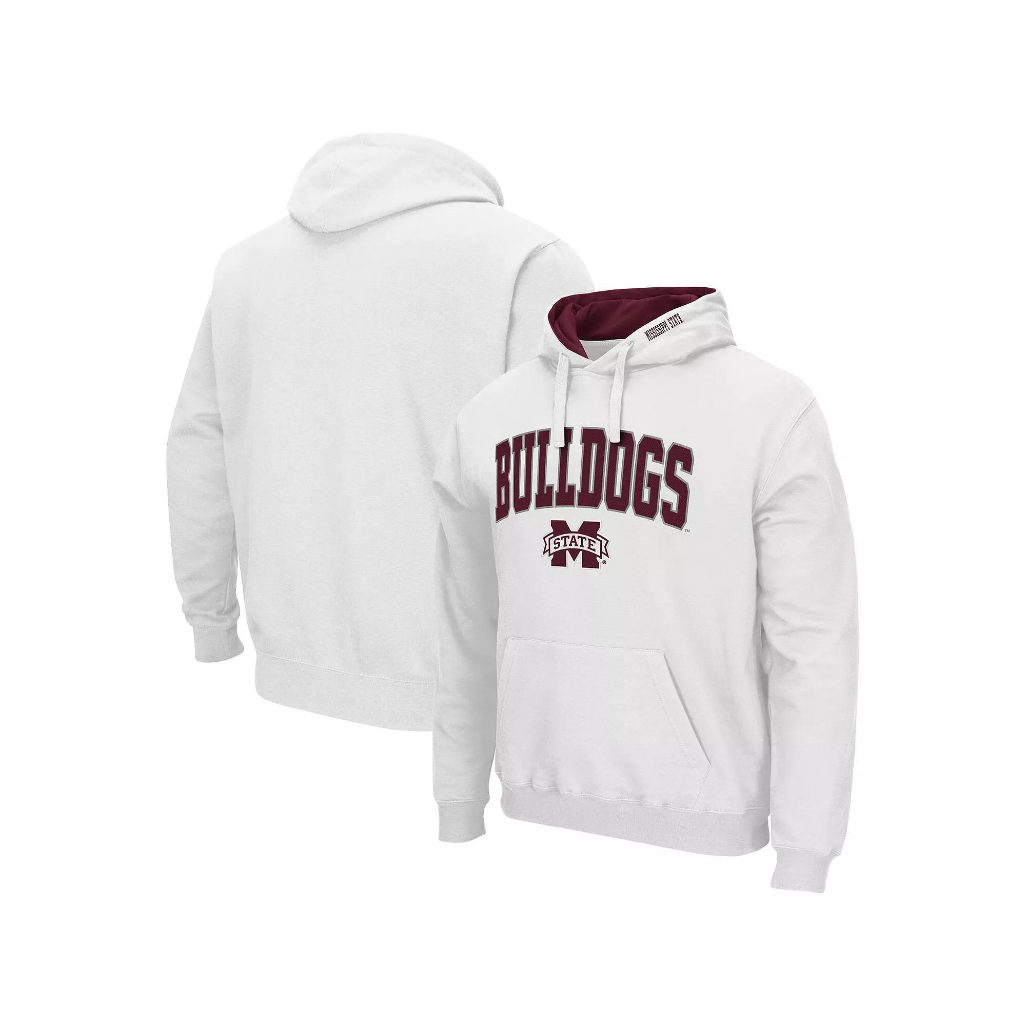 Men's Colosseum White Mississippi State Bulldogs Arch & Logo 3.0 Pullover Hoodie, Size: 3XL, Mst White Product Image
