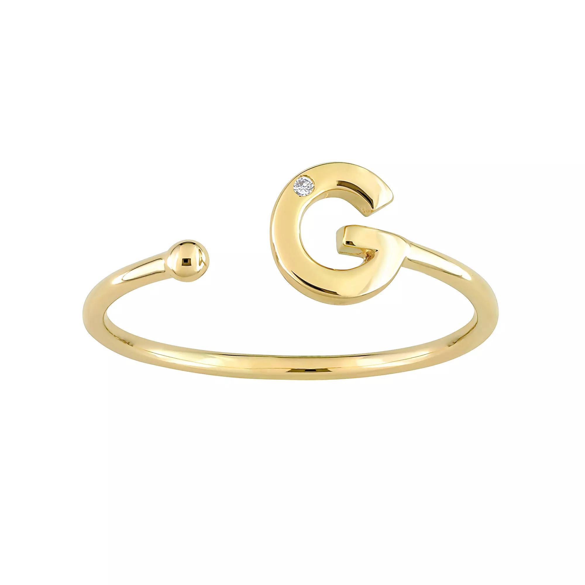 Stella Grace 10k Gold Diamond Accent Initial Open Ring, Womens Product Image