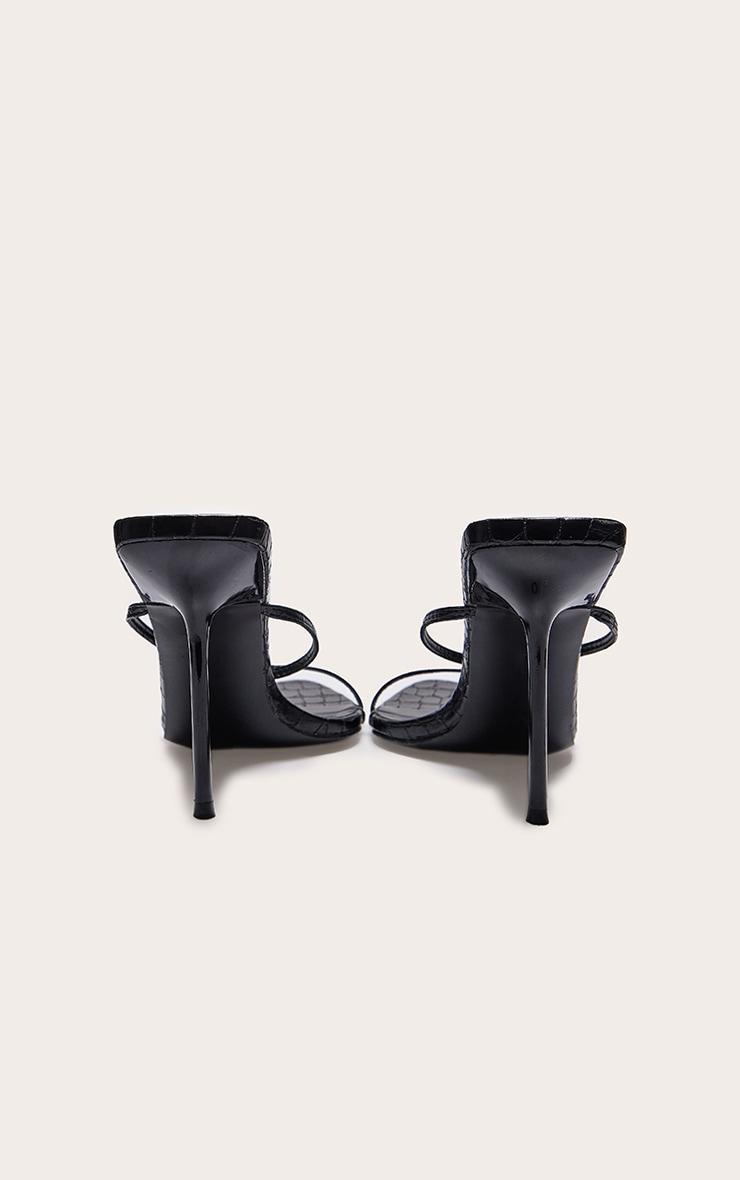 PLT Label Black Croc Faux Leather Barely There Point Toe High Heels Product Image