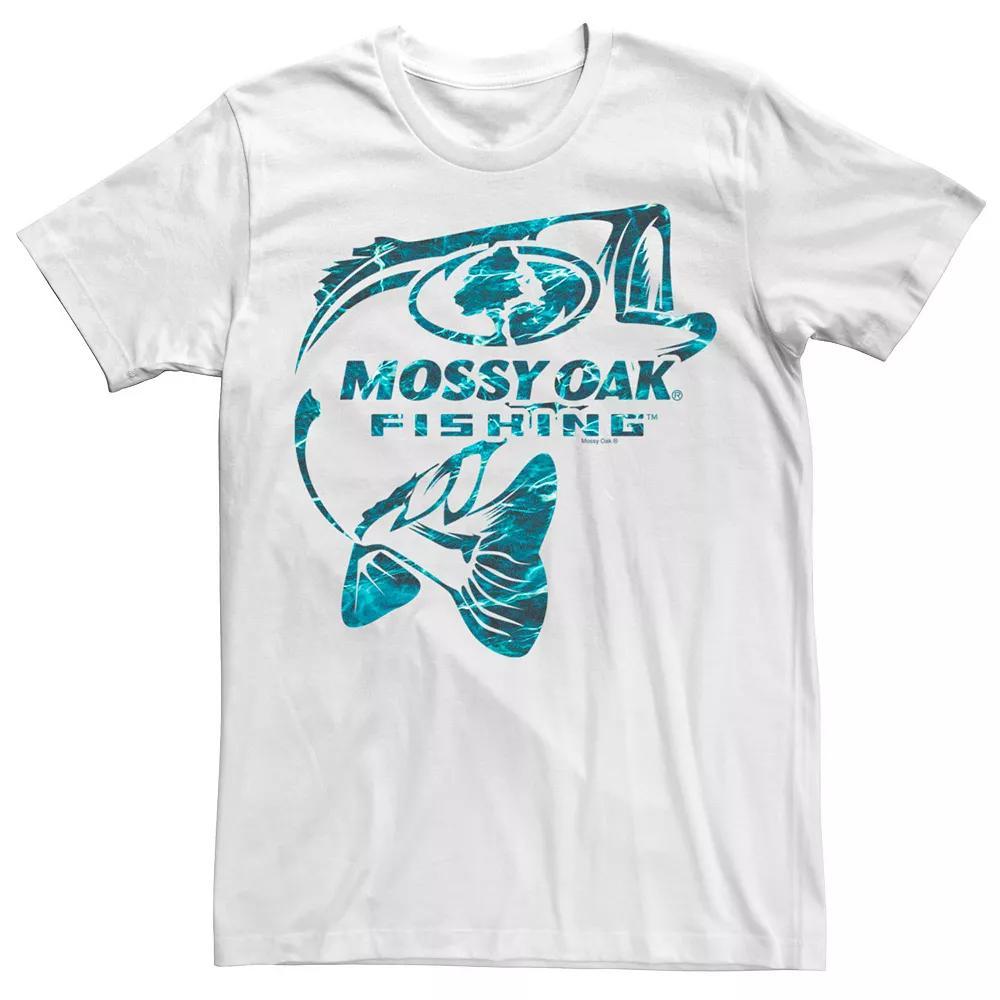 Men's Mossy Oak Fishing Bass Blue Water Surface Logo Graphic Tee, Size: XL, White Product Image