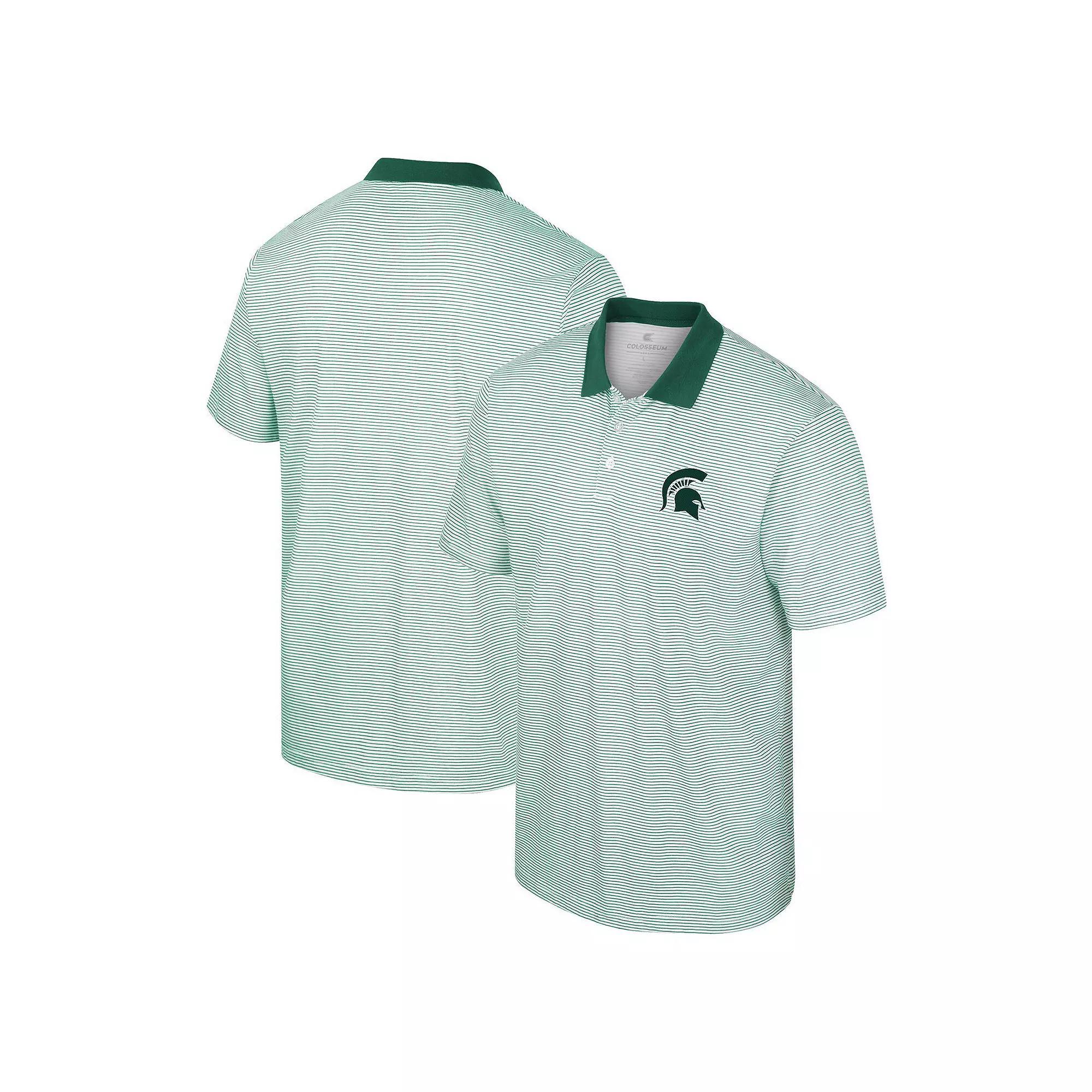 Men's Colosseum White Michigan State Spartans Print Stripe Polo, Size: 2XL Product Image