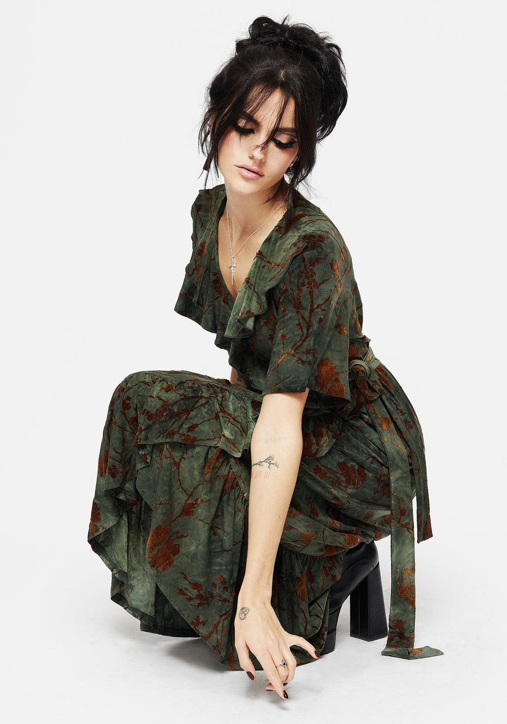 Witchfire Ruffle Midaxi Wrap Dress Product Image