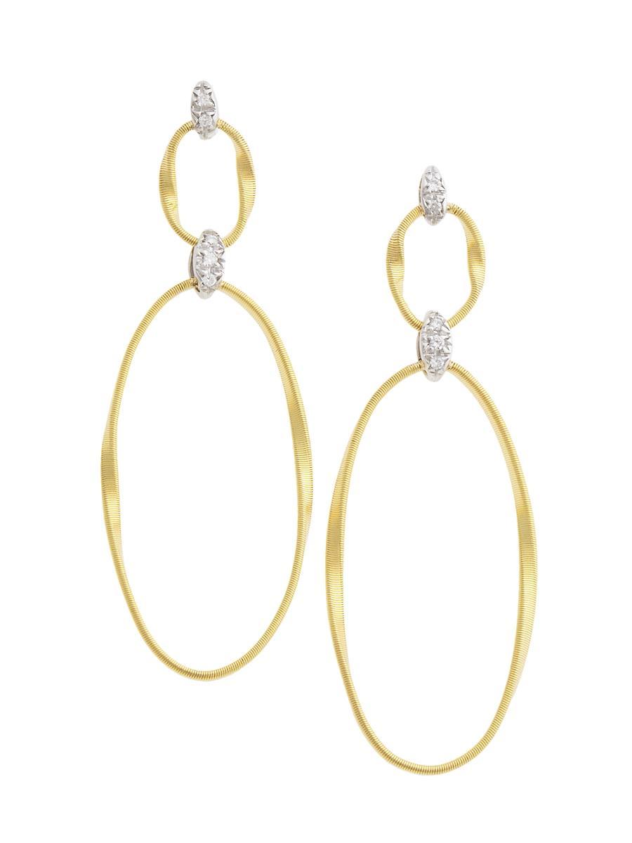Womens Marrakech Onde 18K Yellow Gold & Diamond Coil Double-Drop Hoop Post Earrings Product Image
