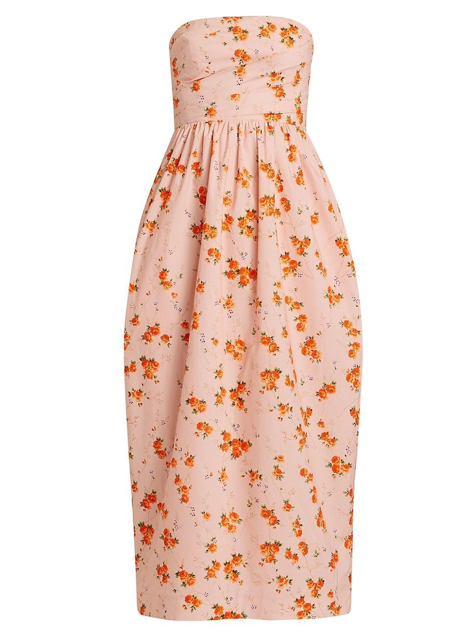 Womens Luxie Floral Cotton Strapless Midi-Dress Product Image