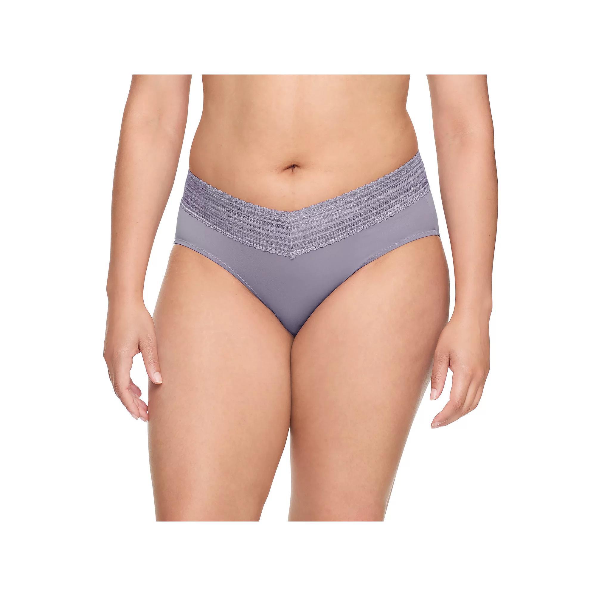 Warners No Pinching, No Problems® Dig-Free Comfort Waist with Lace Microfiber Hipster 5609J, Women's, Size: Large, Blush Petals Product Image