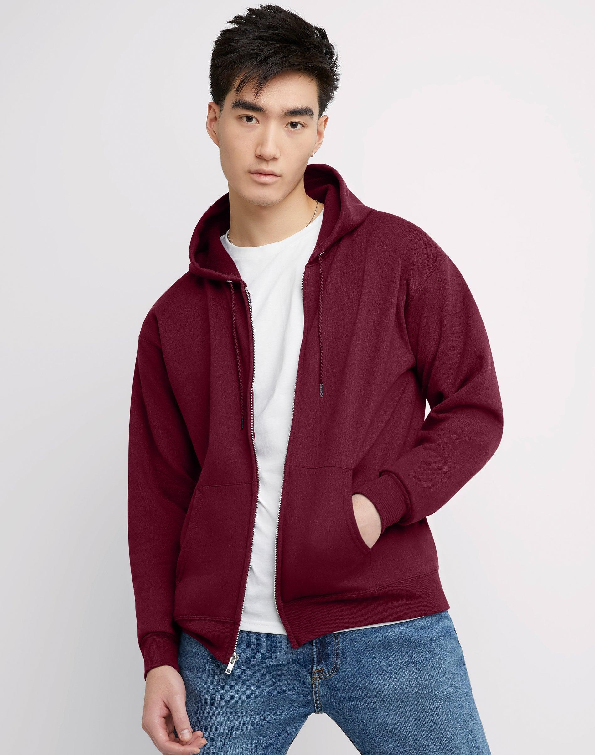Men's Hanes® EcoSmart Fleece Full-Zip Hooded Jacket, Size: Large, Deep Royal1 Product Image