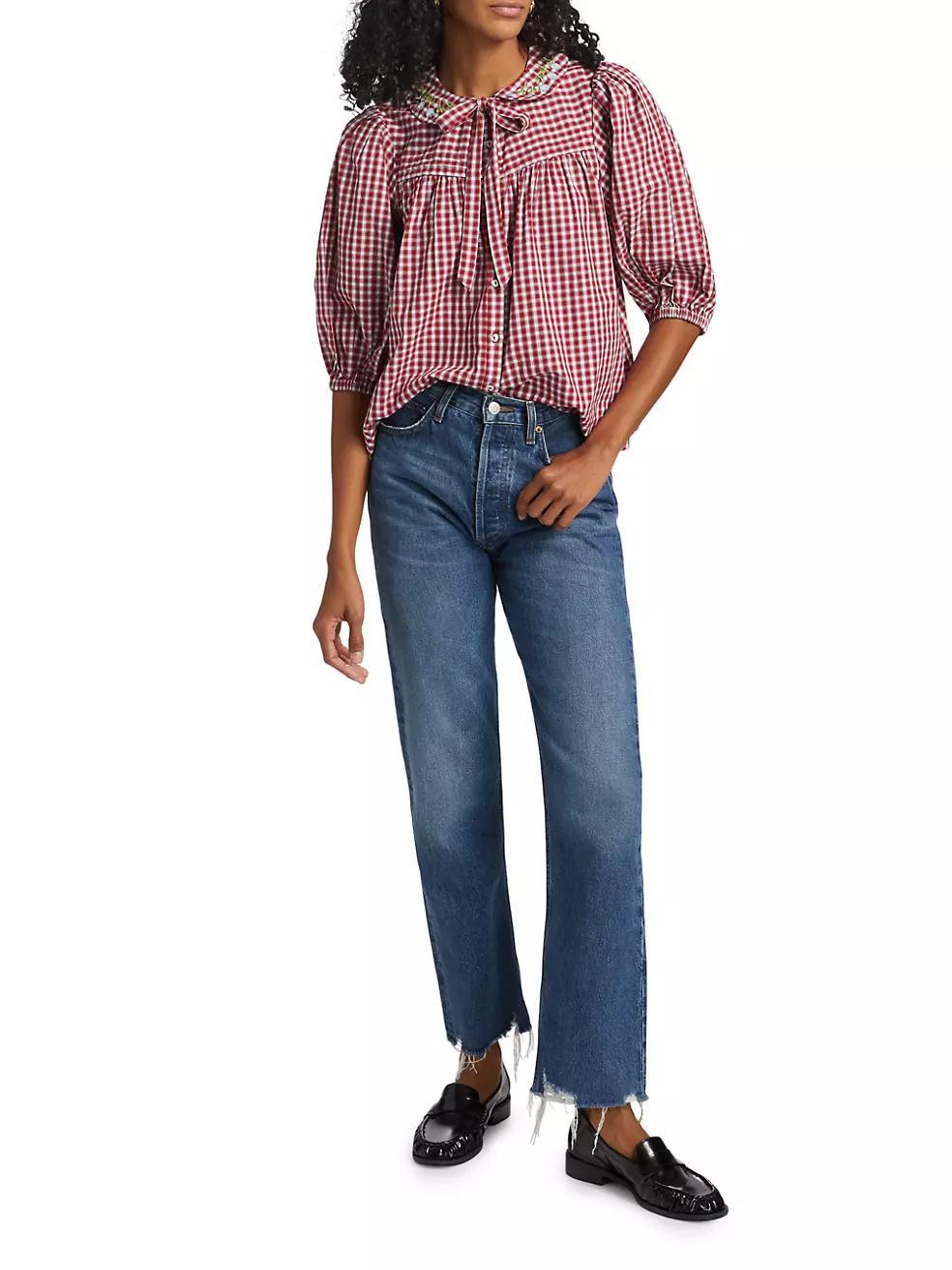 Mila Gingham Tieneck Blouse Product Image