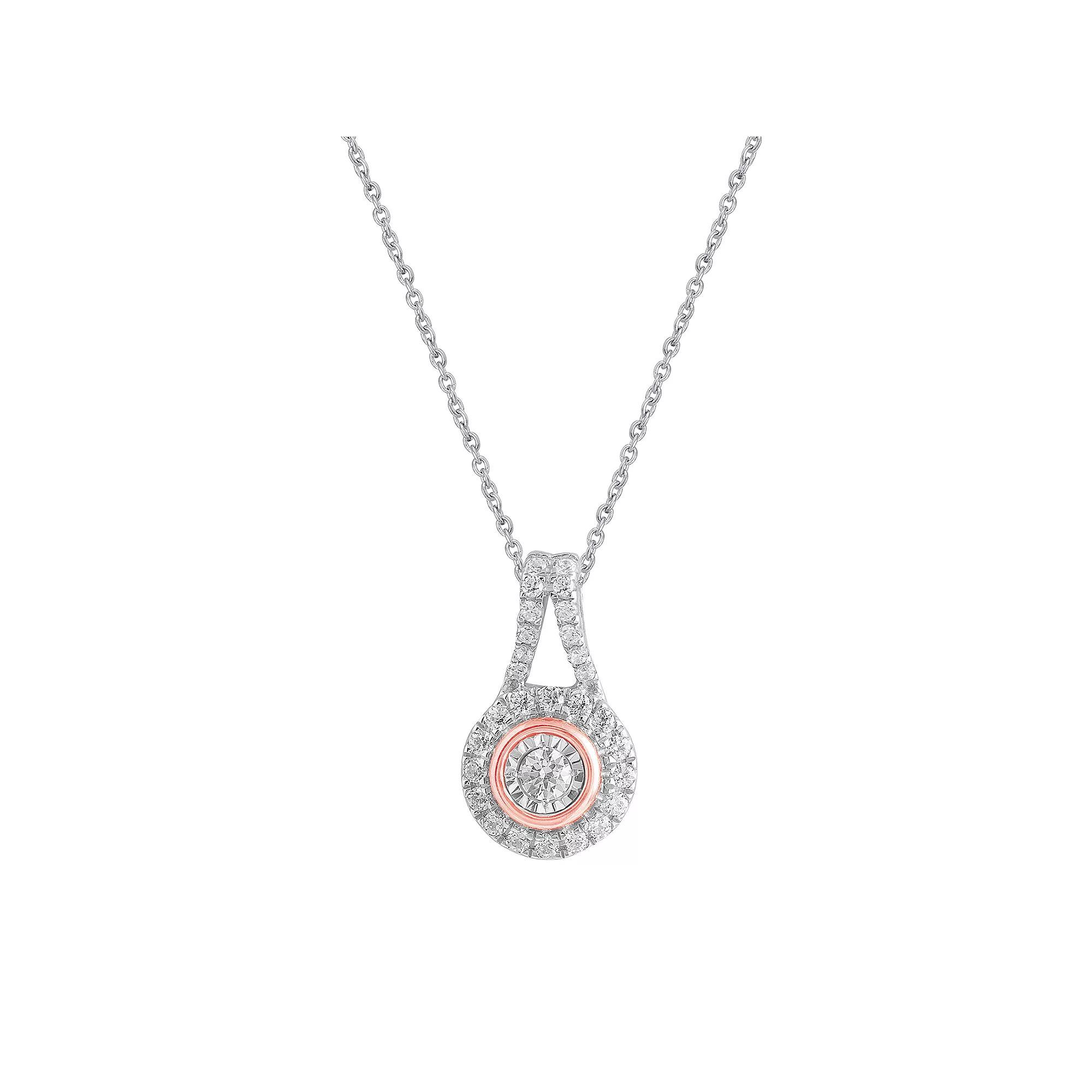 Royal Aura Two Tone Sterling Silver 1/5 Carat T.W. Diamond Pendant Necklace, Women's, Size: 18" Product Image