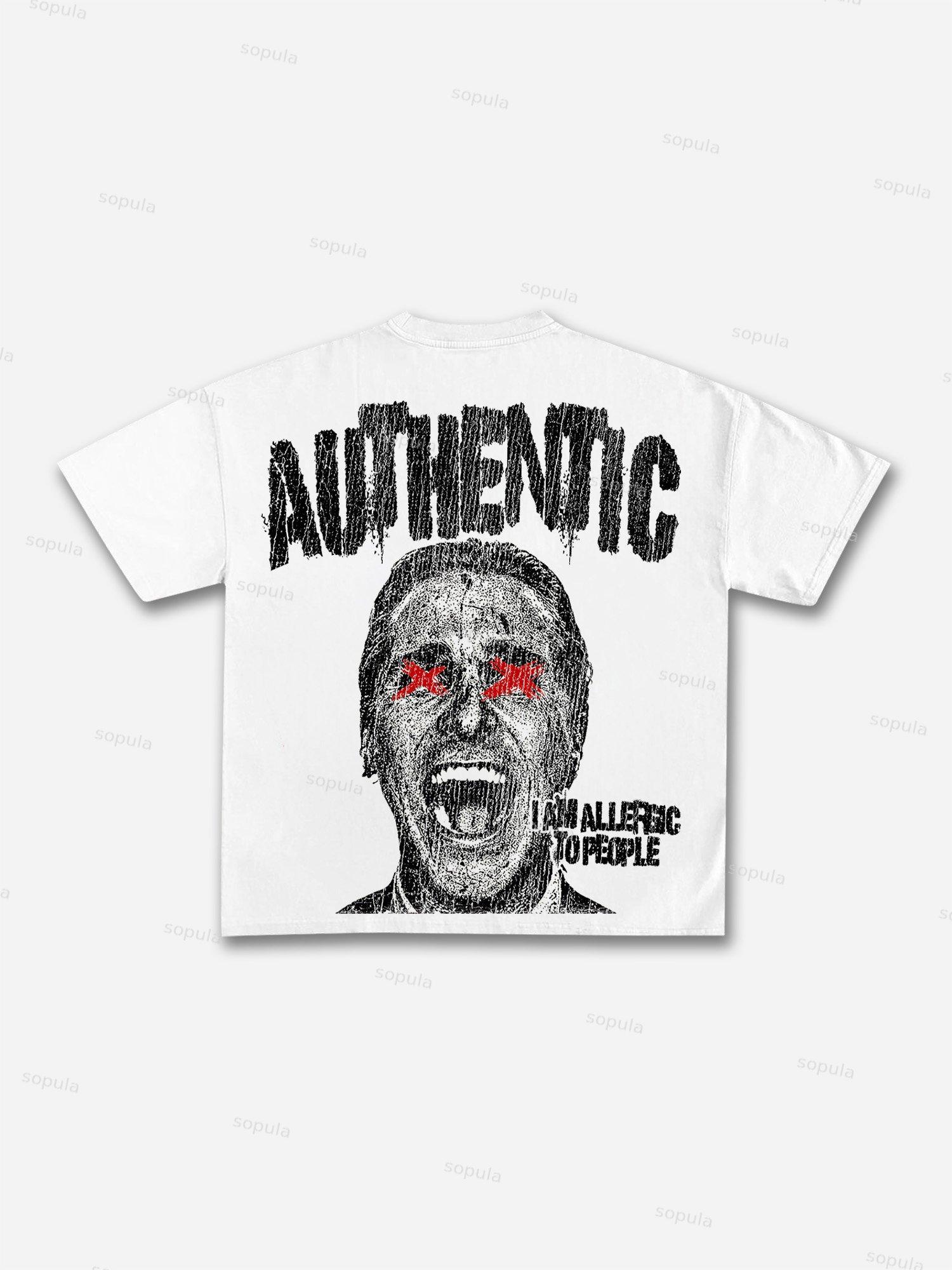 Street Drip Portrait Print Cotton T-shirt Product Image