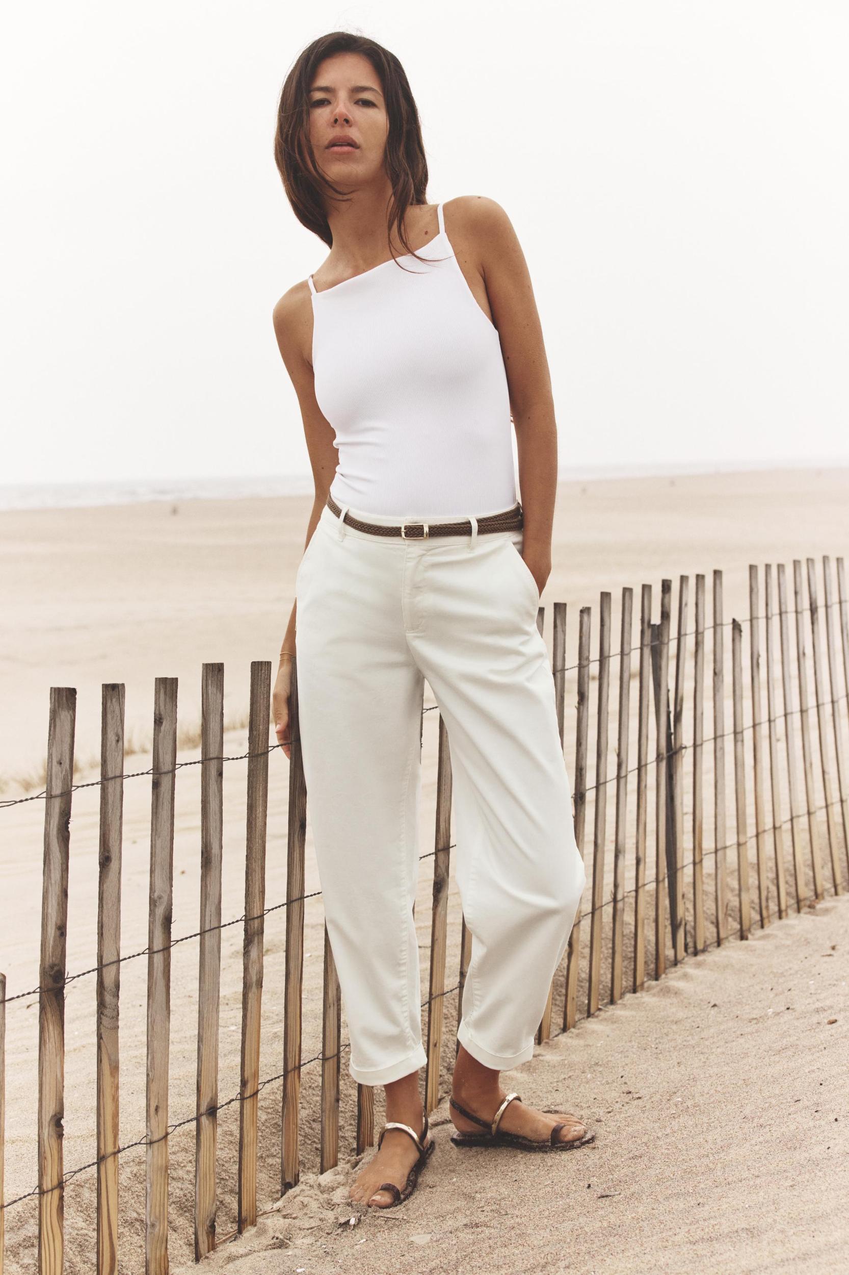 RIB KNIT POLYAMIDE STRAPPY TOP Product Image