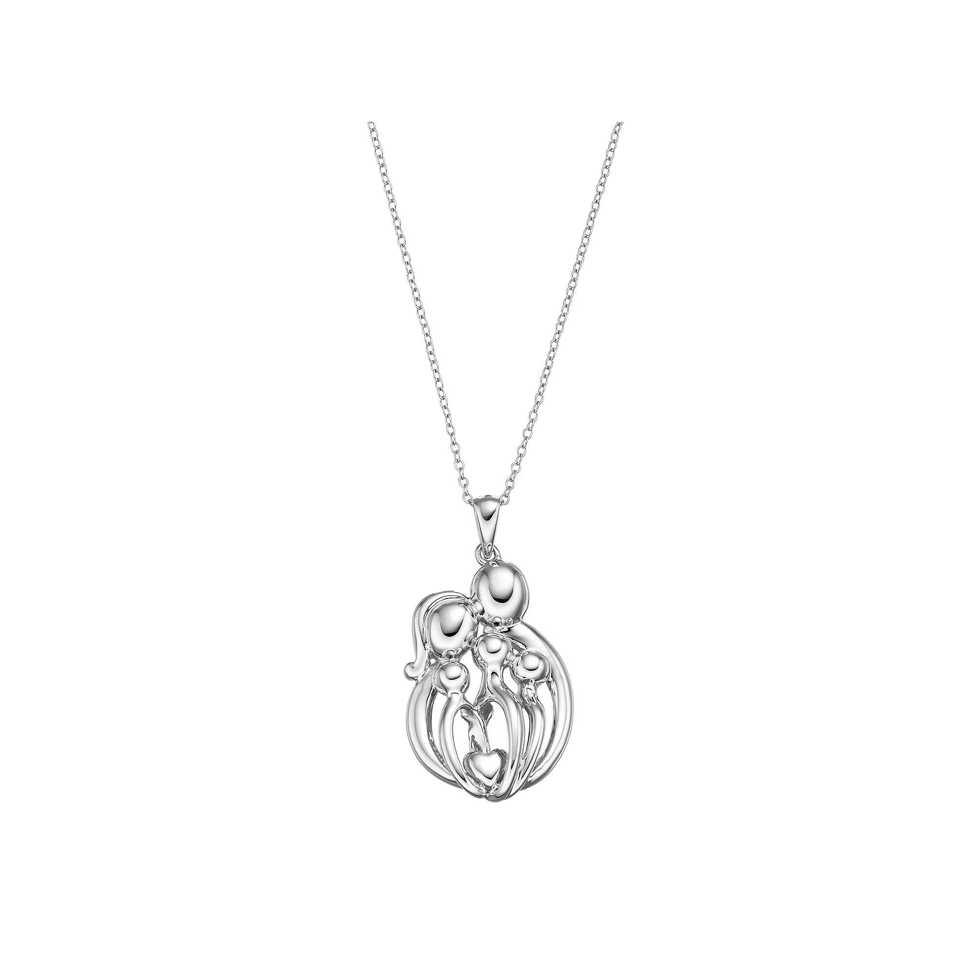 Sentimental Expressions Sterling Silver Family Of 5 Necklace, Women's, Size: 18", Grey Product Image