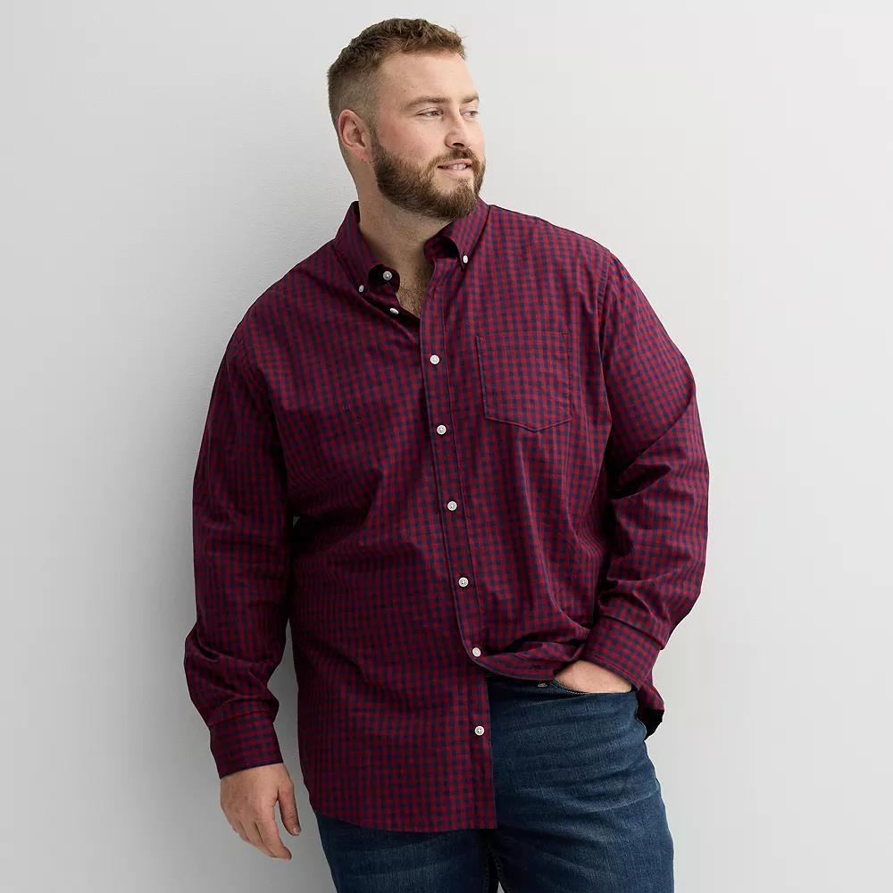 Big & Tall Sonoma Goods For Life® Perfect Length Button-Down Shirt, Men's, Size: 4XB, Blue Gingham Product Image