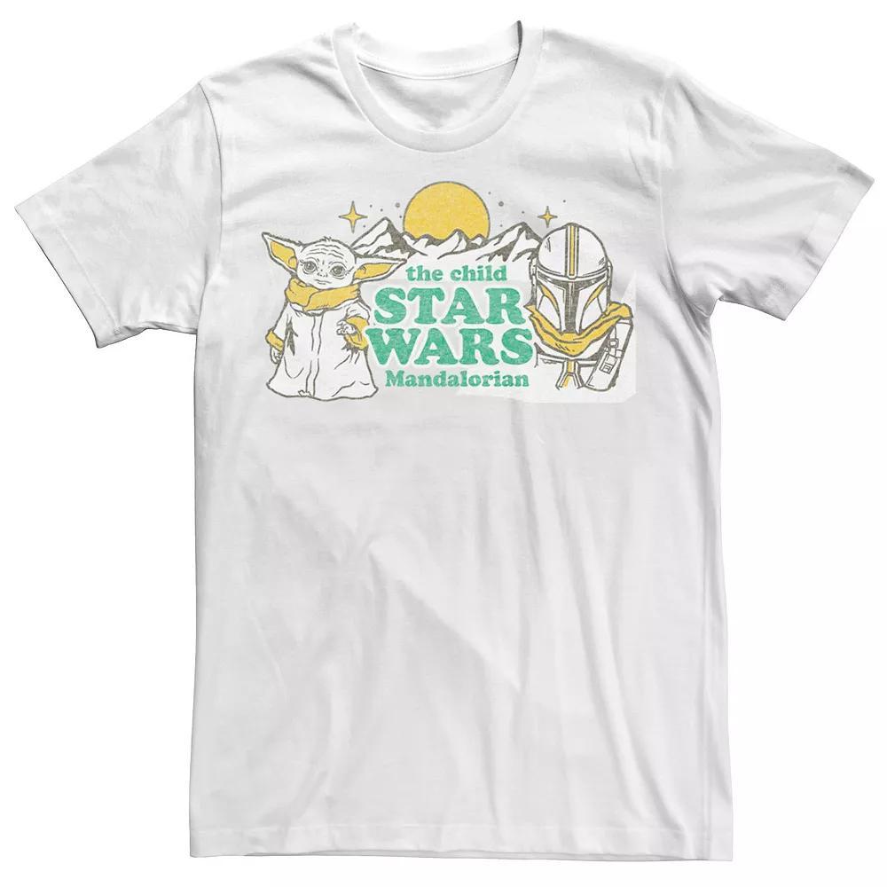 Men's Star Wars The Mandalorioan Throw Back Child Grogu & Mando Tee, Size: Medium, White Product Image