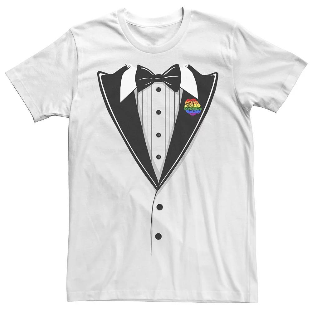 Men's Tuxedo Colorful Rose Tee, Size: XXL, White Product Image