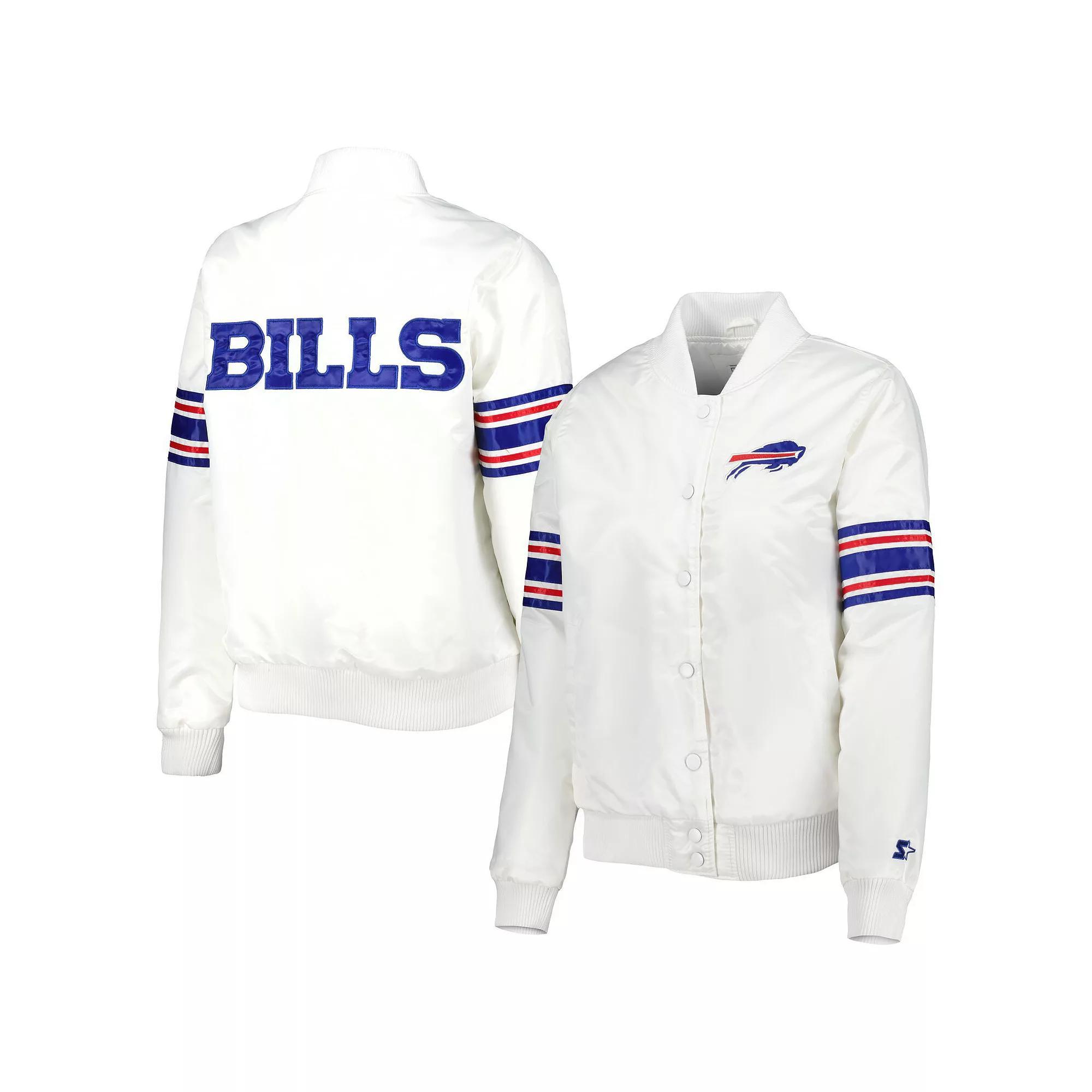 Women's Starter White Buffalo Bills Line Up Satin Full-Snap Varsity Jacket, Size: 2XL Product Image