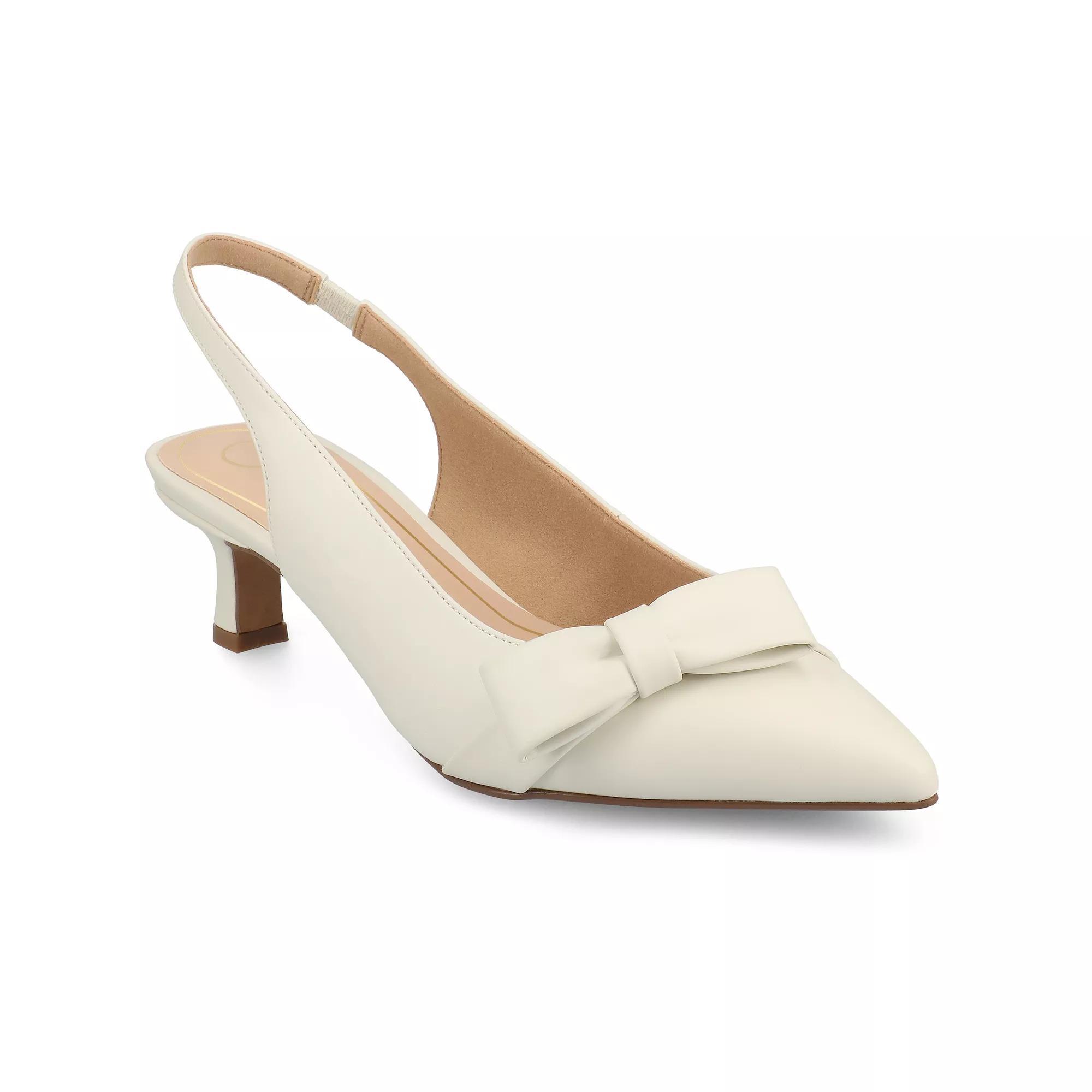 Journee Paloma Women's Sling Back Kitten Heel Pumps, Size: 7, Ivory Product Image