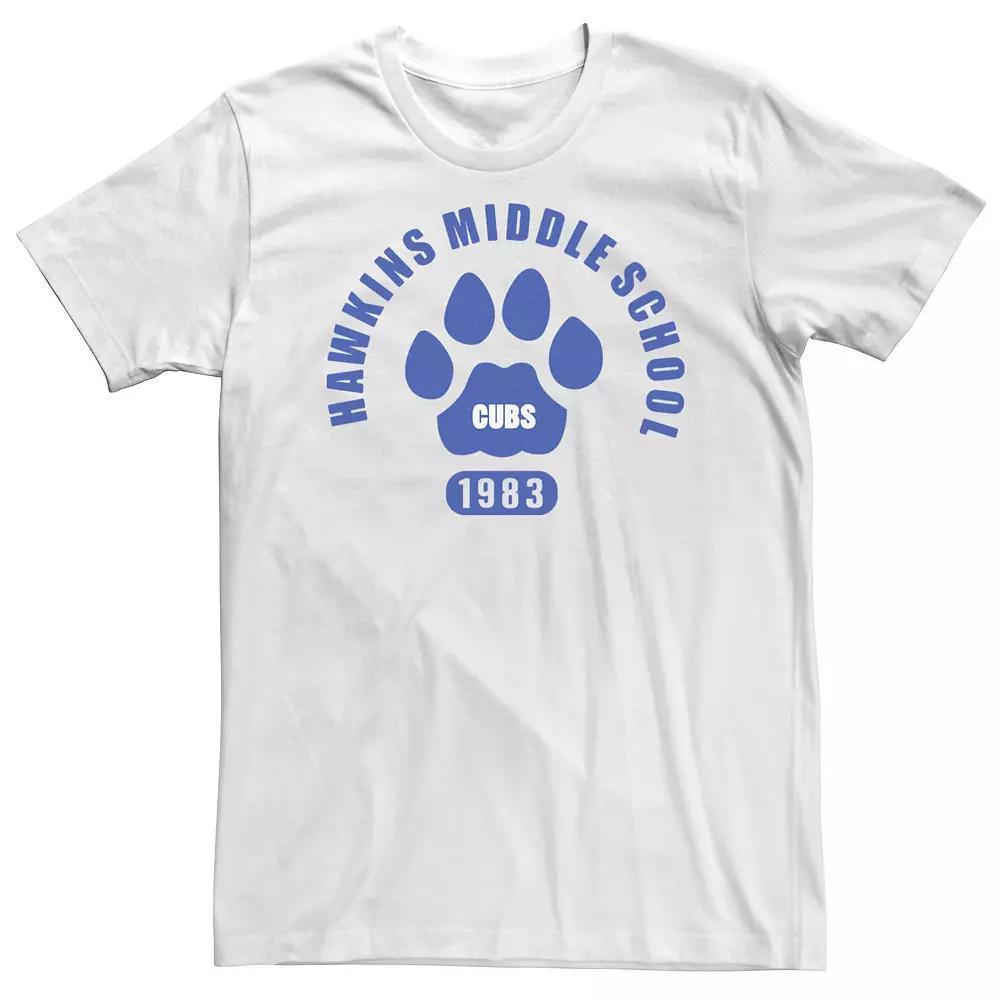 Big & Tall Netflix Stranger Things Hawkins Middle School Cubs 1983 Tee, Men's, Size: XXL Tall, White Product Image