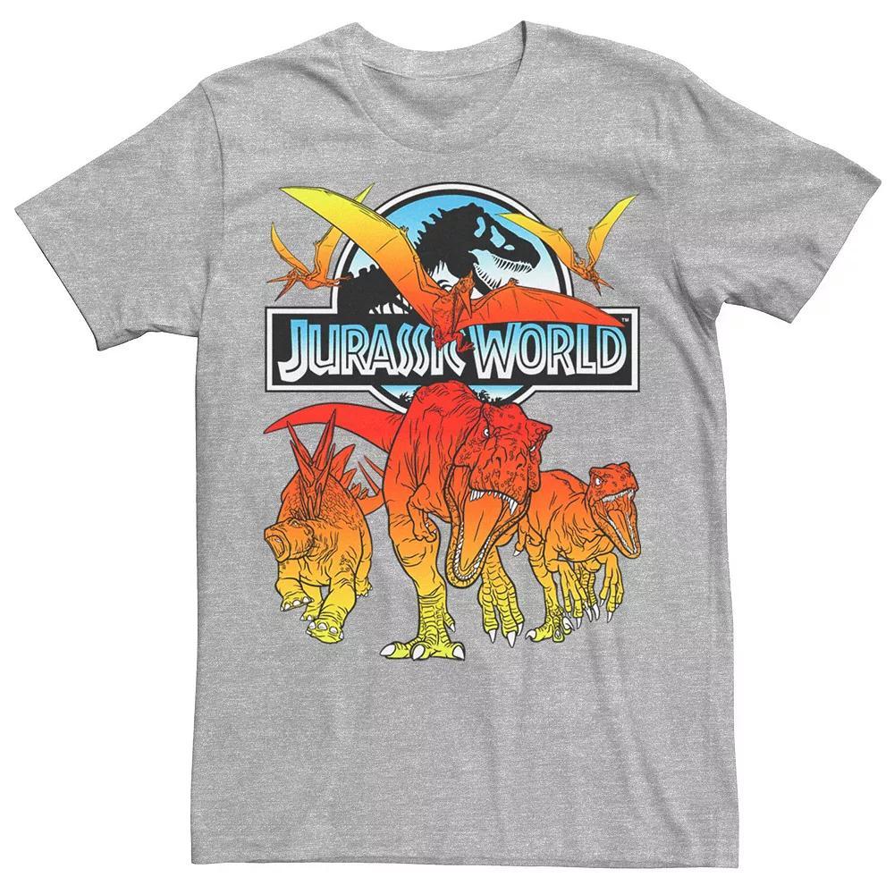 Men's Jurassic World Two Dino Charging Comic Pop Tee, Size: Large, Athletic Grey Product Image