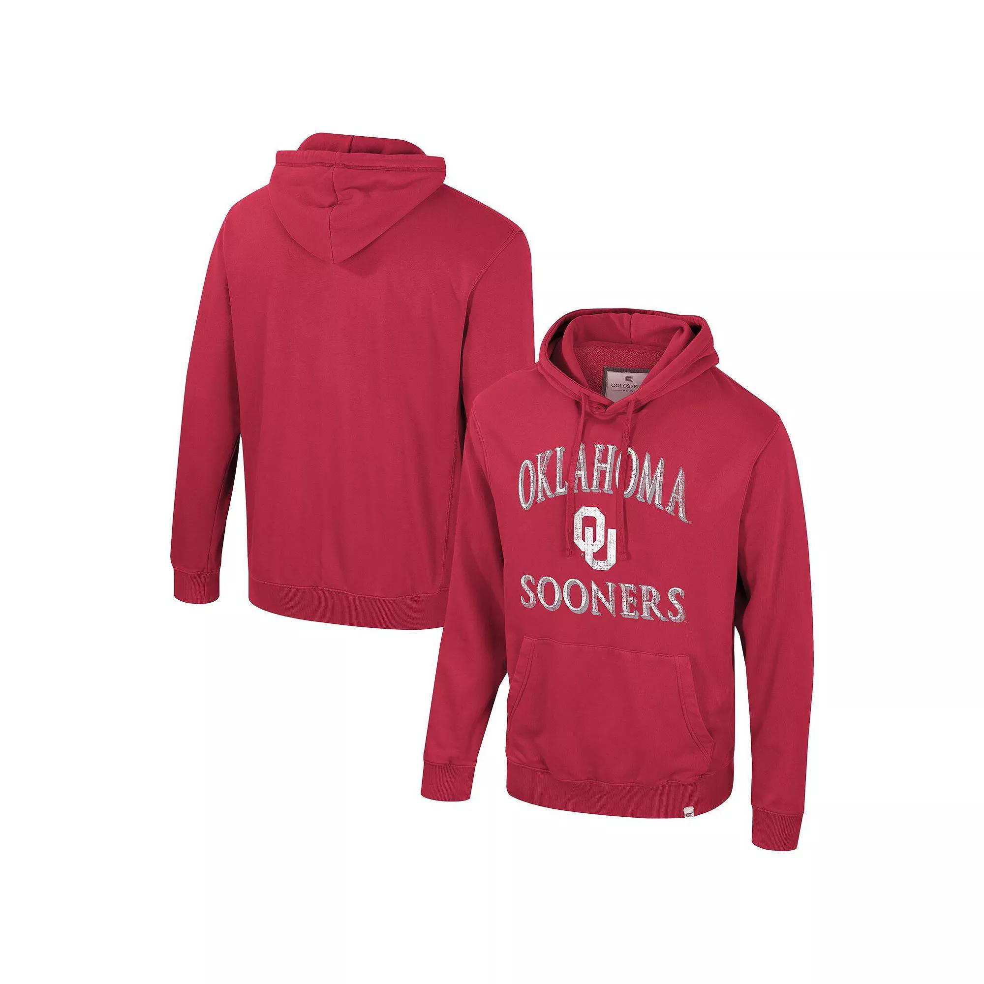 Men's Colosseum Crimson Oklahoma Sooners Big & Tall Cap E-Tan Pullover Hoodie, Size: 4XLT, Red Product Image