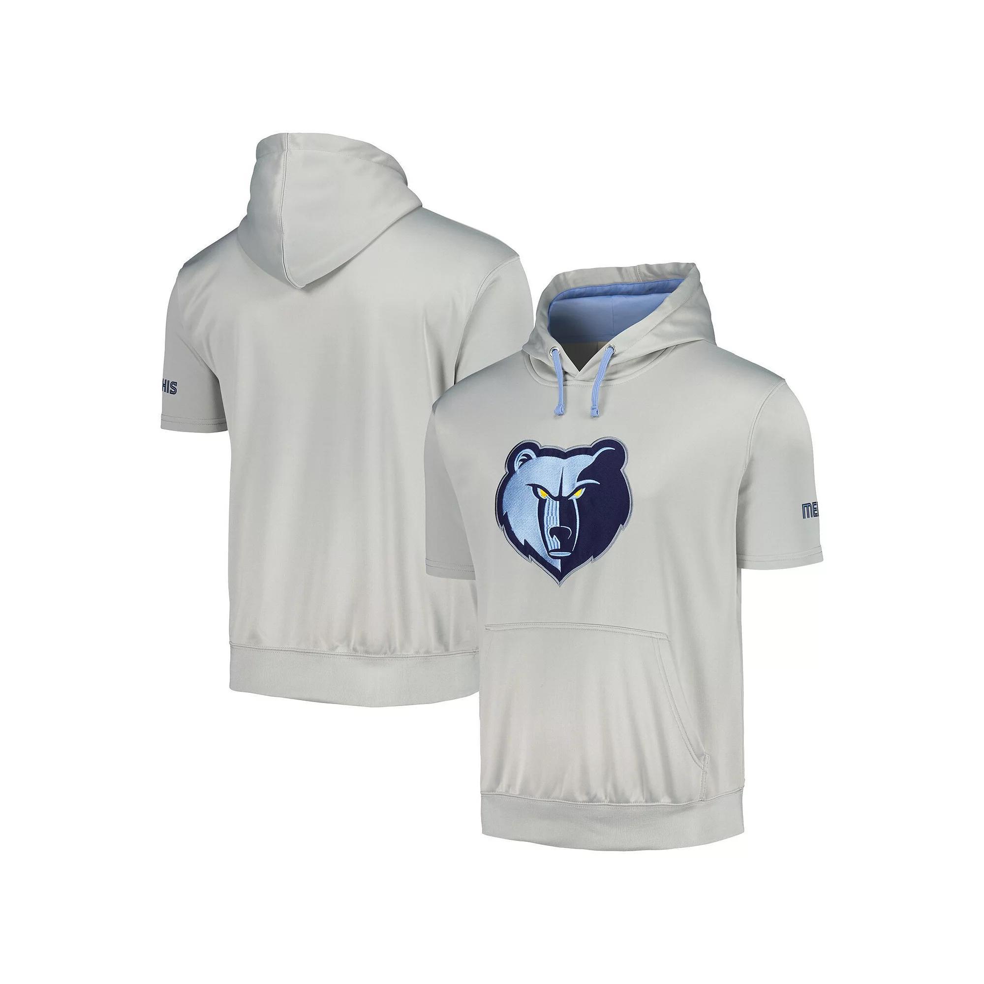 Men's Fanatics Branded Silver/Light Blue Memphis Grizzlies Short Sleeve Pullover Hoodie, Size: Large, Grz Silver Product Image