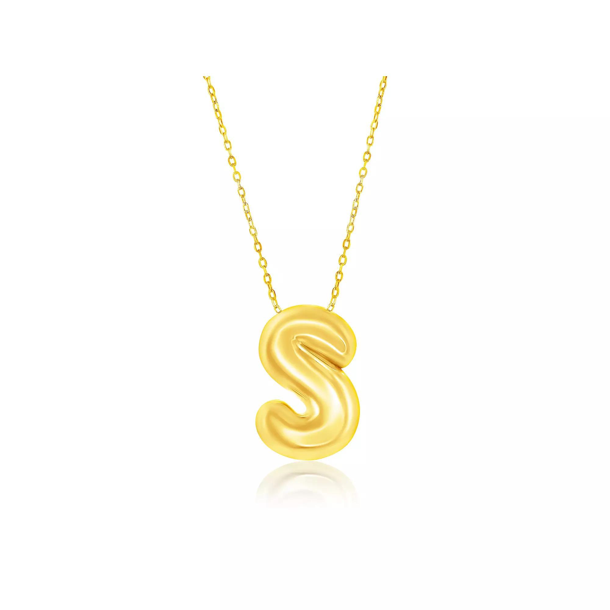 Argento Bella Sterling Silver Bubble Initial Necklace, Women's, Size: 16-18" ADJ, Gold Tone S Product Image