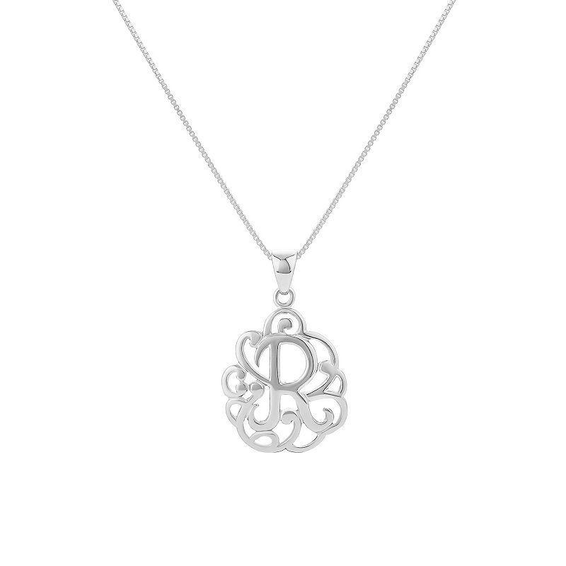 PRIMROSE Sterling Silver Monogram Initial Pendant Necklace, Women's, Size: 18", Silver Tone F Product Image