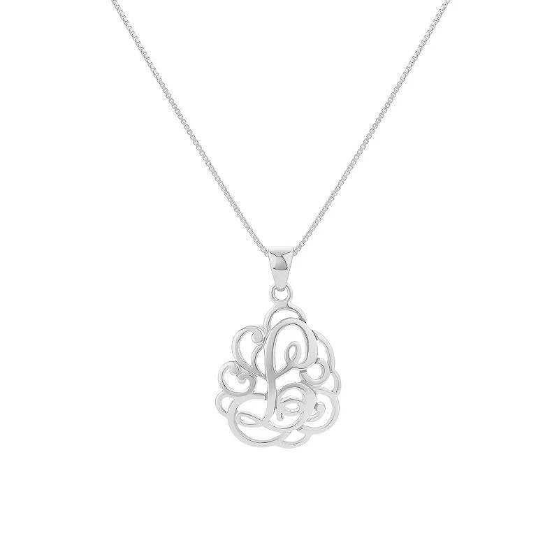 PRIMROSE Sterling Silver Monogram Initial Pendant Necklace, Women's, Size: 18", Silver Tone L Product Image
