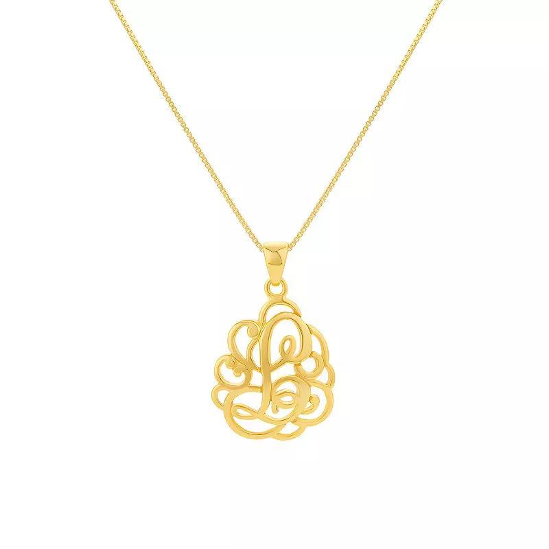 PRIMROSE Sterling Silver Monogram Initial Pendant Necklace, Women's, Size: 18", Gold Tone T Product Image