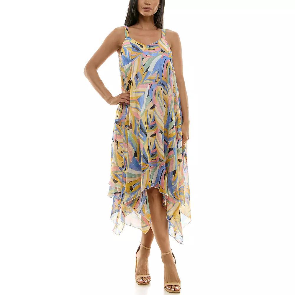 Women's Nina Leonard Uneven Hem Dress, Size: Large, Guava Team Product Image