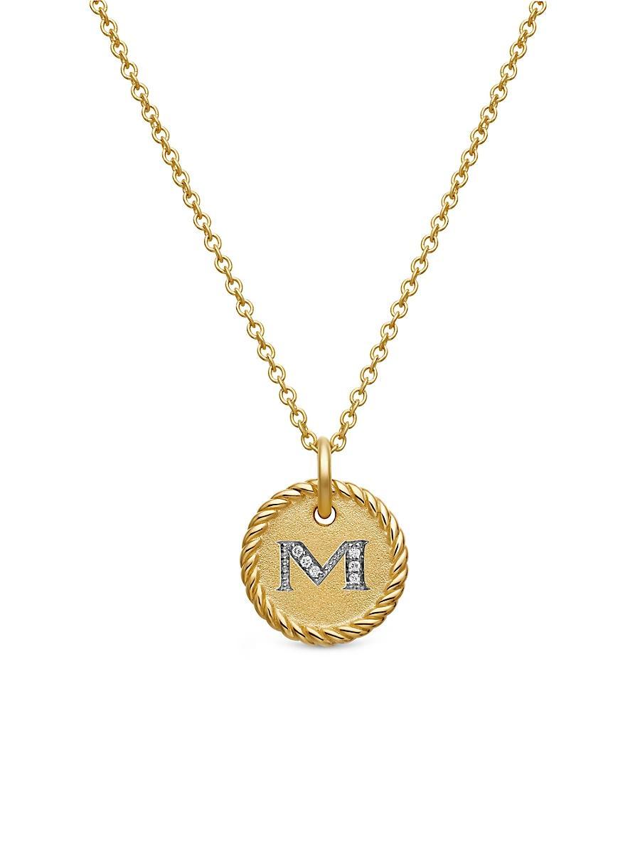 David Yurman Cable Collectibles Initial Pendant with Diamonds in Gold on Chain, 16-18 Product Image