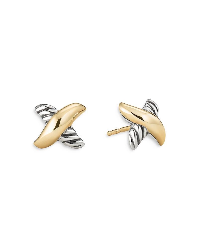 Petite X Stud Earrings in Silver & Gold Product Image