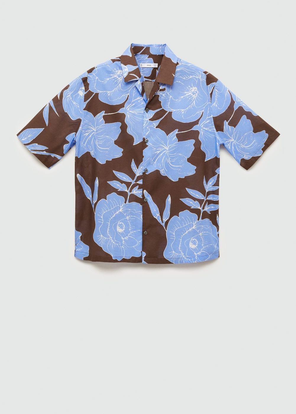 Regular-fit printed cotton shirt - Men | MANGO USA Product Image