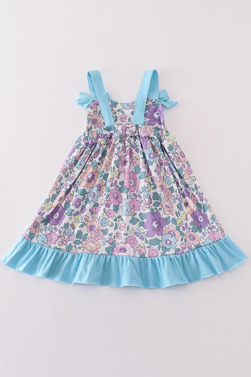 Blue floral print strap dress Product Image