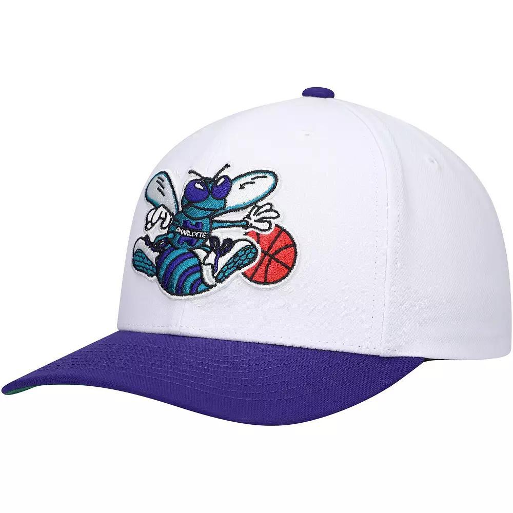 Mens Mitchell & Ness /Purple Charlotte Hornets Hardwood Classics Core 2-Tone 2.0 Pro Snapback Hat Product Image