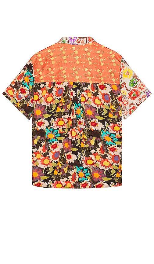 SIEDRES X Fwrd Printed Patchwork Short Sleeve Shirt in Chocolate Product Image