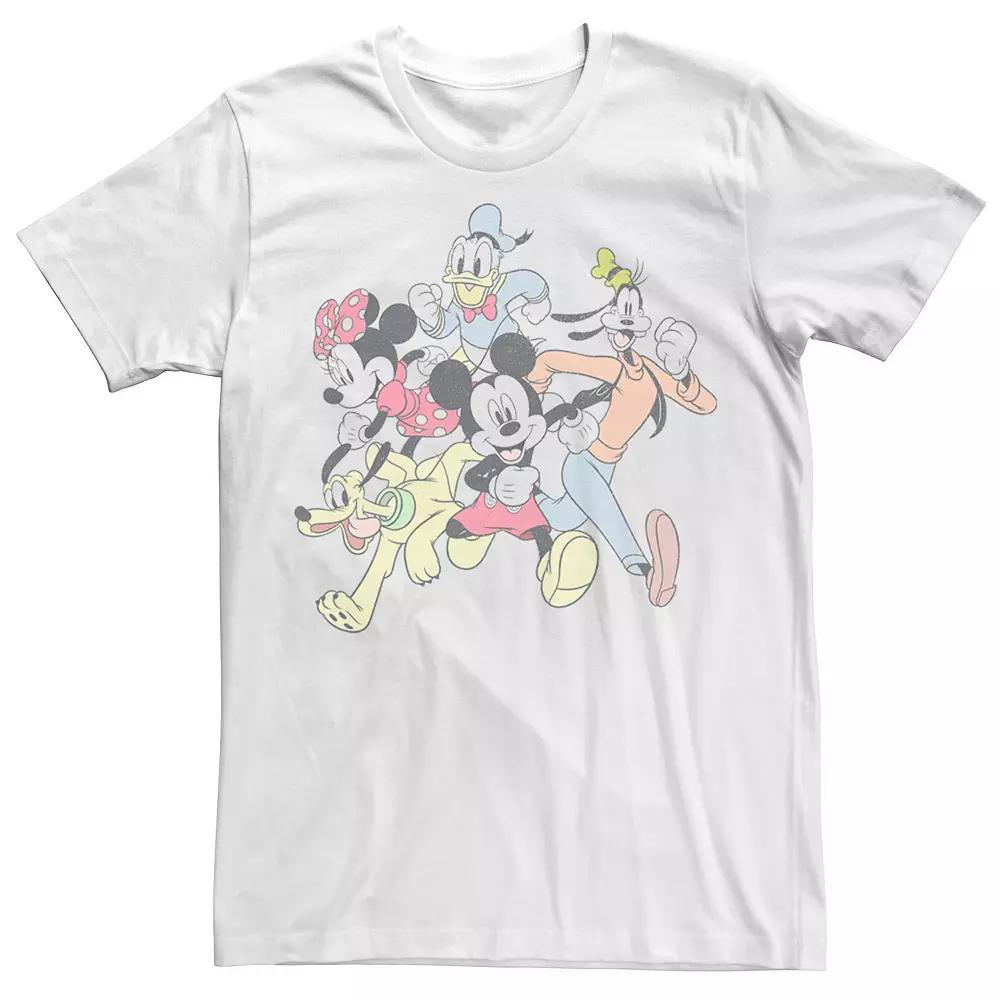 Disney's Mickey & Friends Group Shot Running Portrait Men's Tee, Size: XL, White Product Image