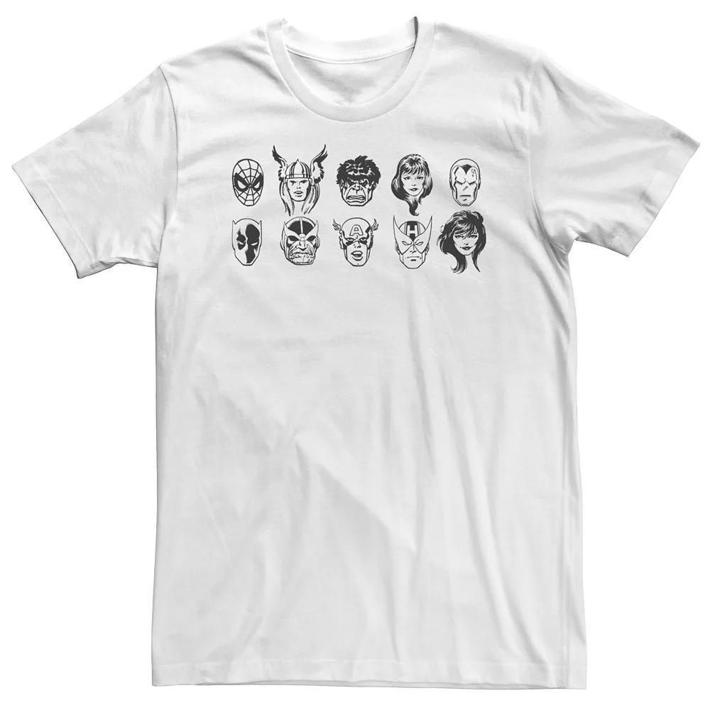Big & Tall Marvel Character Lineup Heads Sketch Tee, Men's, Size: 4XLT, White Product Image