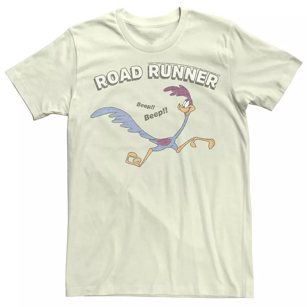 Men's Looney Tunes Retro Road Runner Beep Beep Distorted Tee, Size: Medium, Natural Product Image
