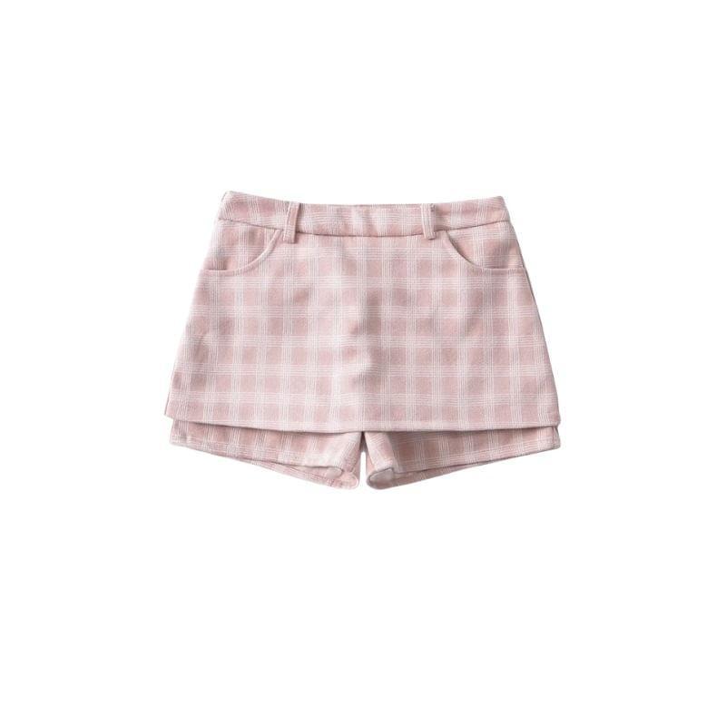 High Waist Plaid Mini Skort Product Image
