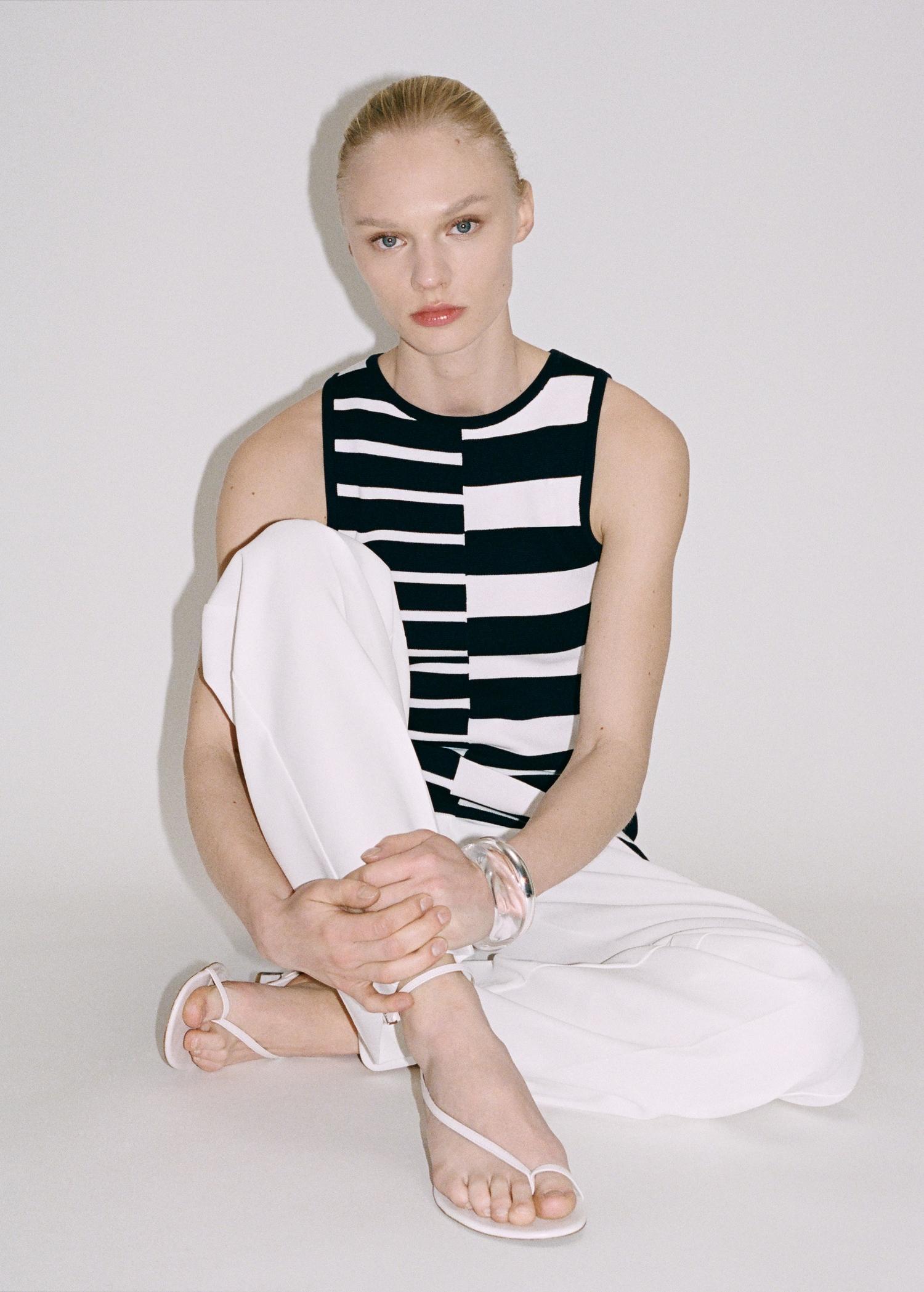 Knitted dress with combined stripes - Women | MANGO USA Product Image