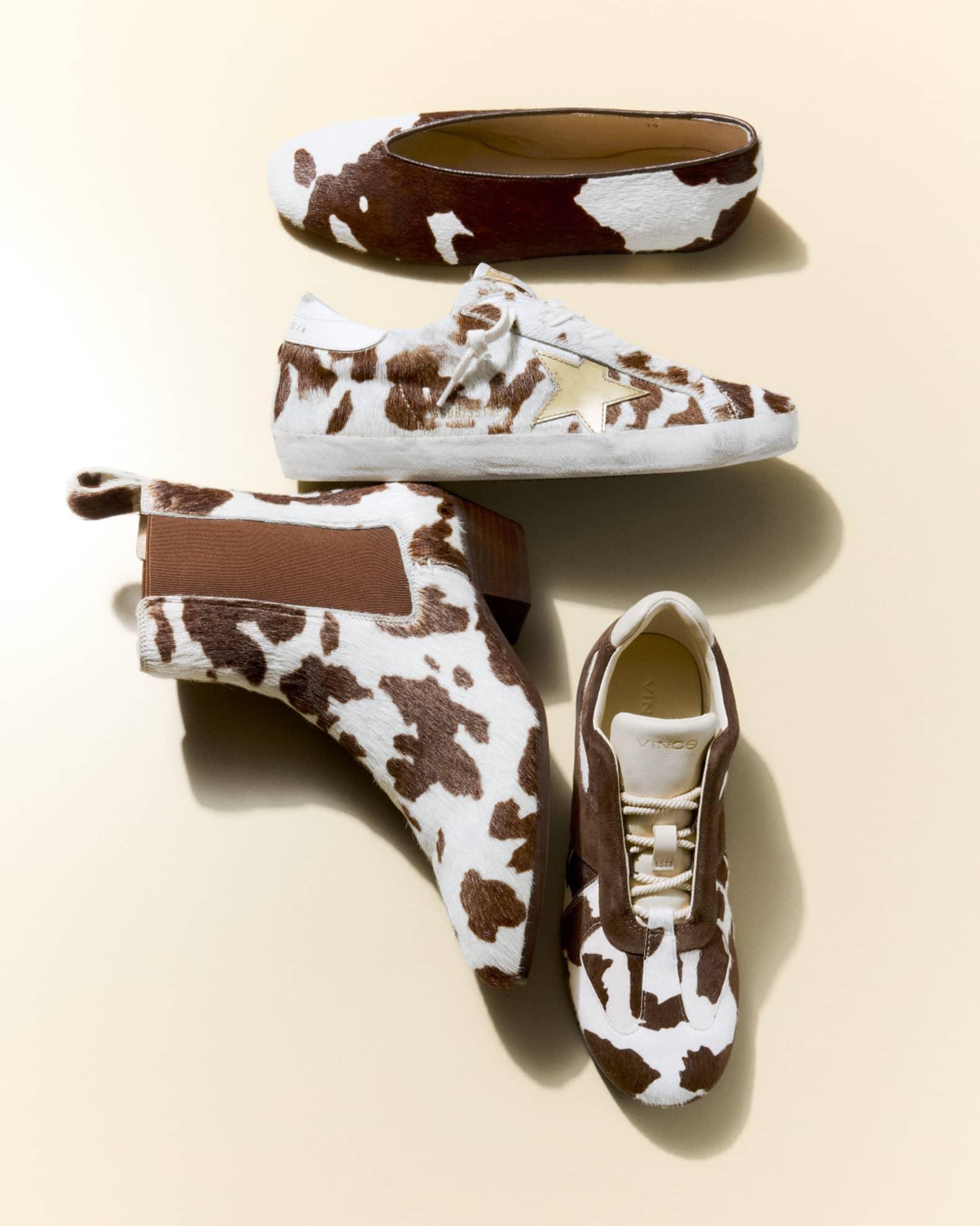 Ella Cow-Print Pony Hair Chelsea Booties Product Image