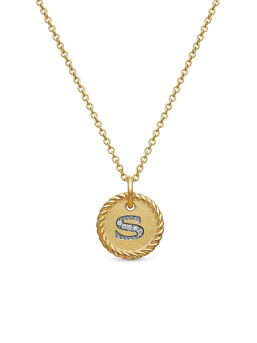 David Yurman Cable Collectibles Initial Pendant with Diamonds in Gold on Chain, 16-18 Product Image
