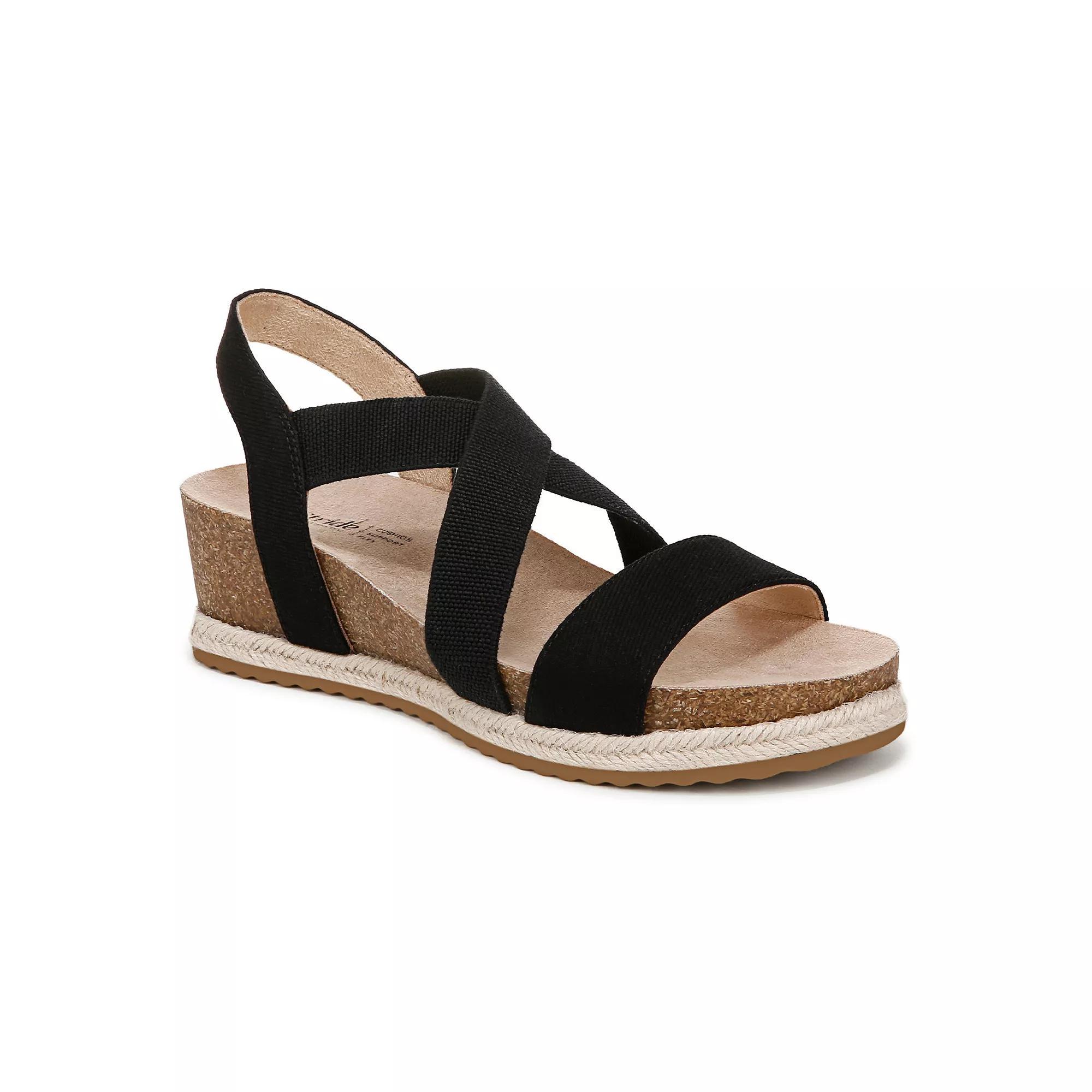 LifeStride Breeze Women's Strappy Wedge Sandals, Size: 6, Black Fabric Product Image