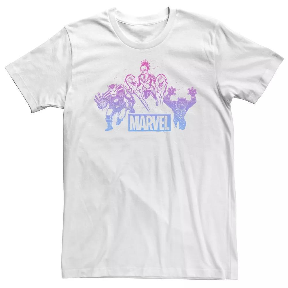 Big & Tall Marvel Woodcut Group Shot Gradient Tee, Men's, Size: 4XL Tall, White Product Image
