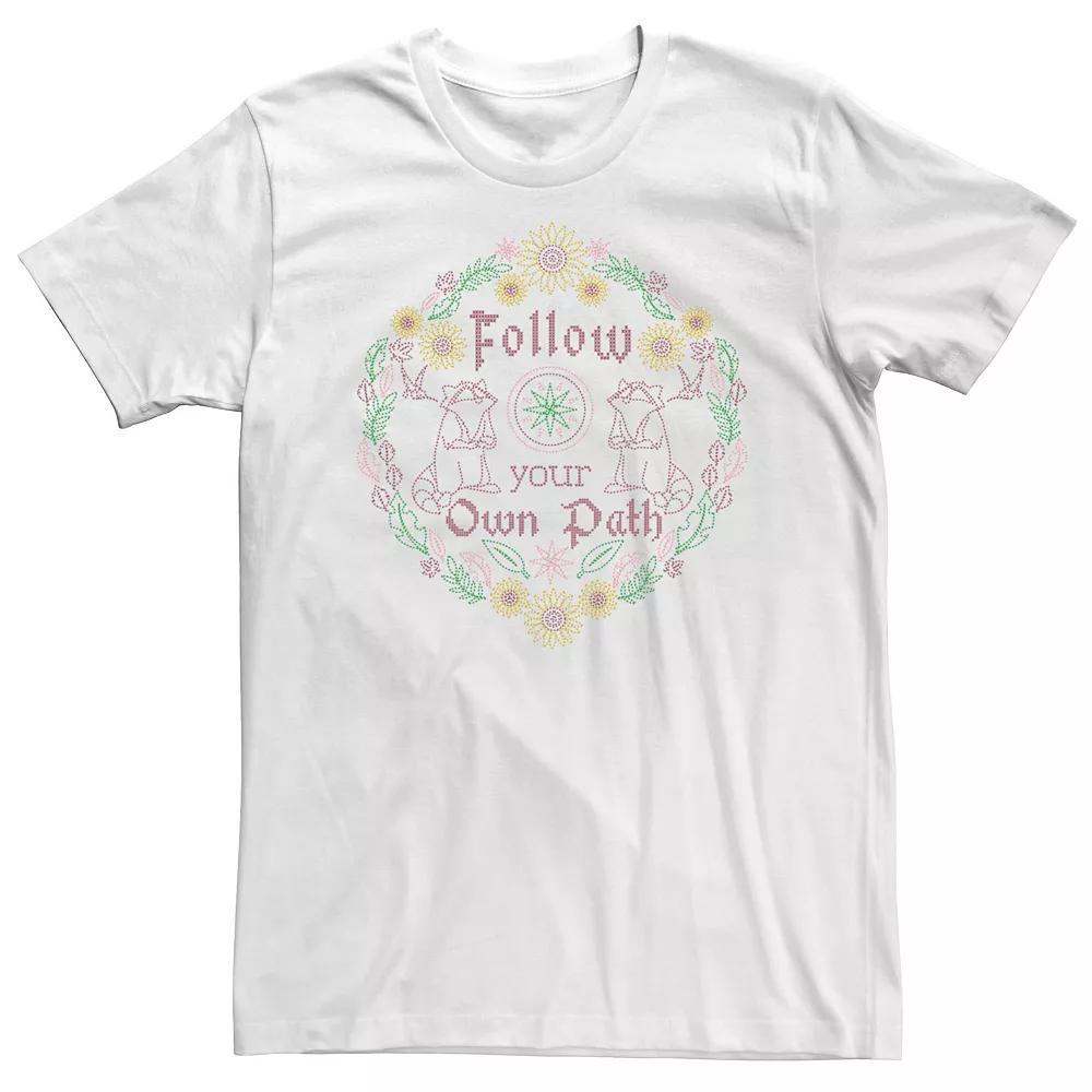 Big & Tall Disney Pocahontas Meeko Follow Your Own Path Cross Stitch Tee, Men's, Size: 3XL, White Product Image