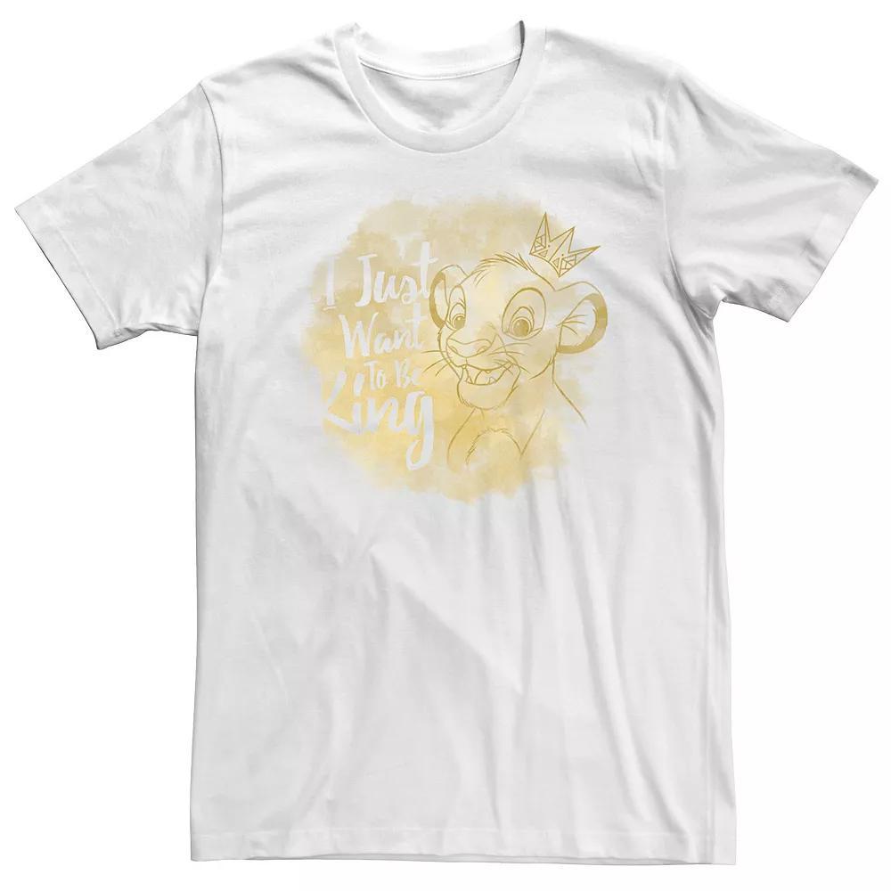 Big & Tall Disney The Lion King I Just Want To Be King Watercolor Portrait Tee, Men's, Size: XL Tall, White Product Image