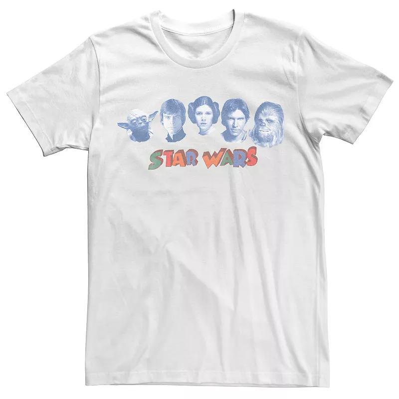 Men's Star Wars Face Group Shot Vintage Poster Tee, Size: Large, White Product Image