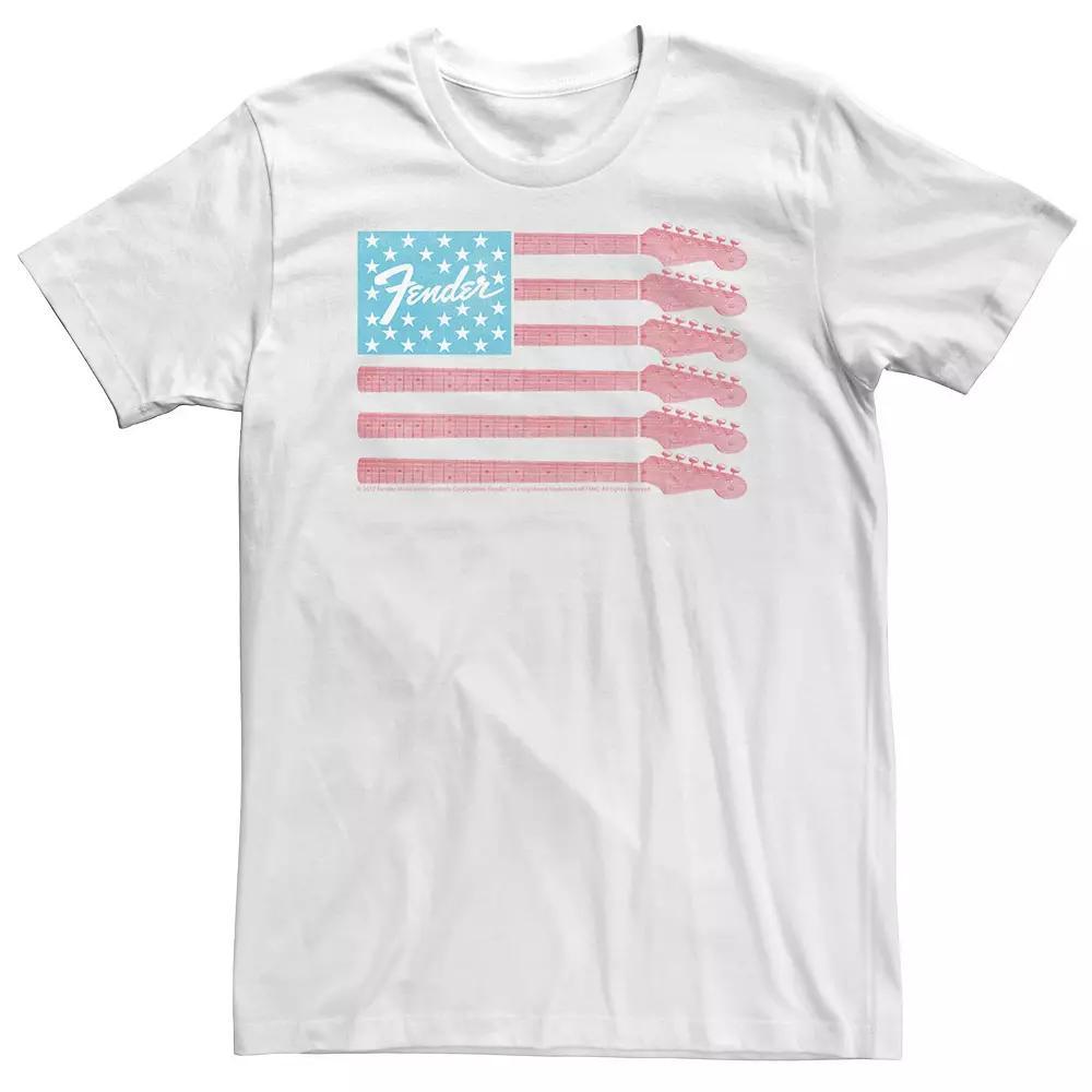Big & Tall Fender Guitar American Flag Tee, Men's, Size: XXL Tall, White Product Image