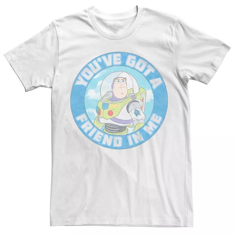 Men's Disney Pixar Toy Story Buzz Friend In Me Logo Graphic Tee, Size: Large, White Product Image