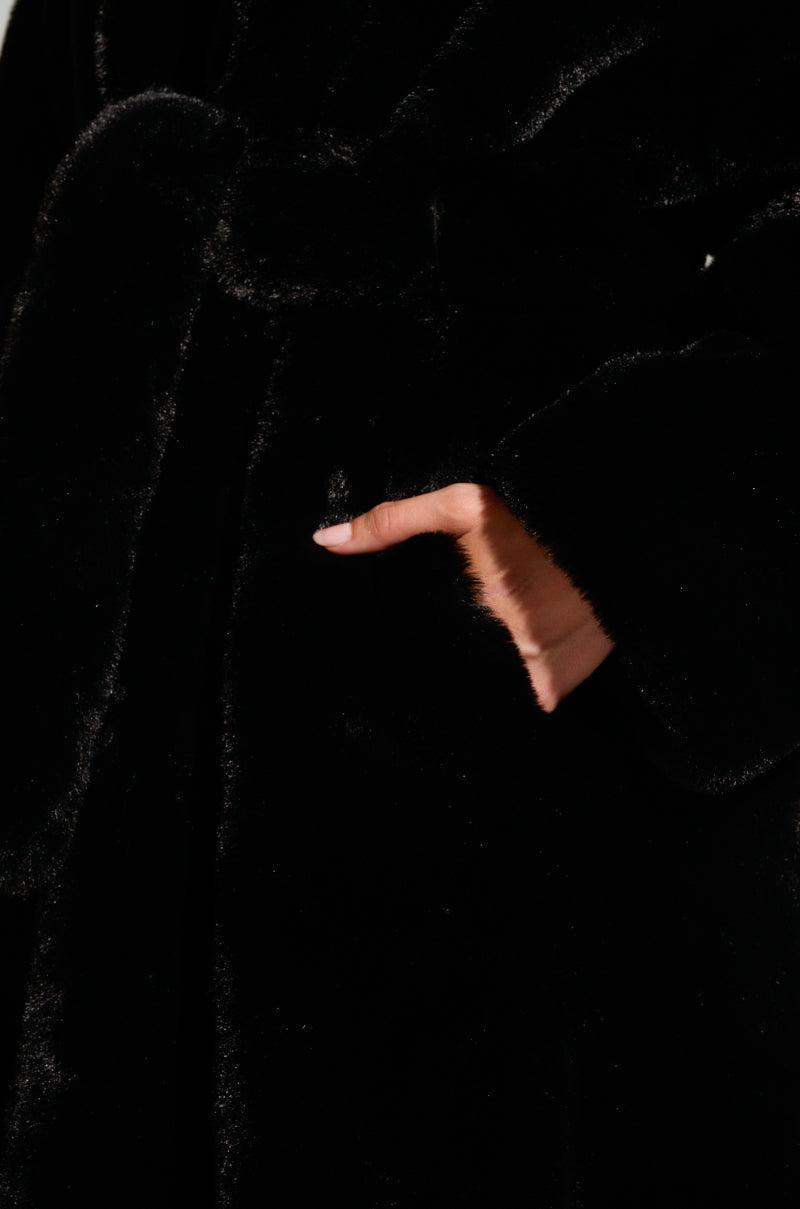 DAYANNE LONG SATIN LINING FAUX FUR TRENCH COAT Product Image